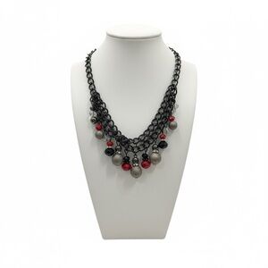 Source Unknown Black and Red Beaded Necklace